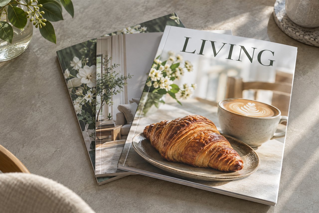 写真を鮮やかに見せる雑誌の表紙のイメージ